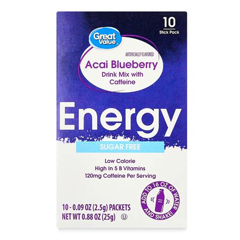 Great Value Energy Acai Blueberry Sugar Free Drink Mix 4 Box Count 40 Great Value Energy Acai Blueberry Sugar Free Drink Mix 4 Box Count 40