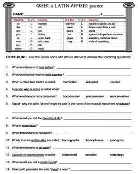 Greek And Latin Roots And Affixes Worksheets 2 Task Card Sets And More