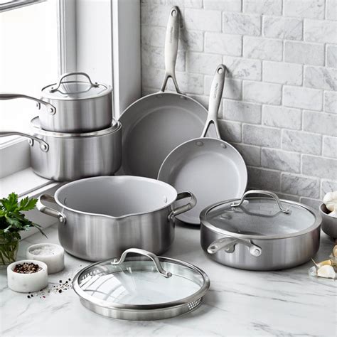 Greenpan Venice Pro Tri Ply Stainless Steel Healthy Ceramic Nonstick 10 Piece Cookware Set Pfas Free Dishwasher Safe Bed Bath Beyond 41366973