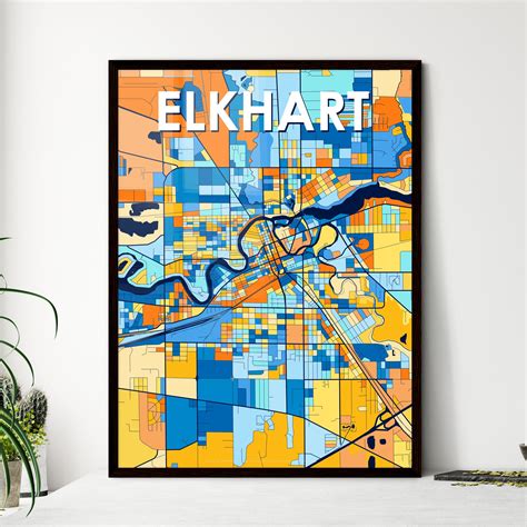 Greenwood Indiana Vibrant Map Poster Hebstreit