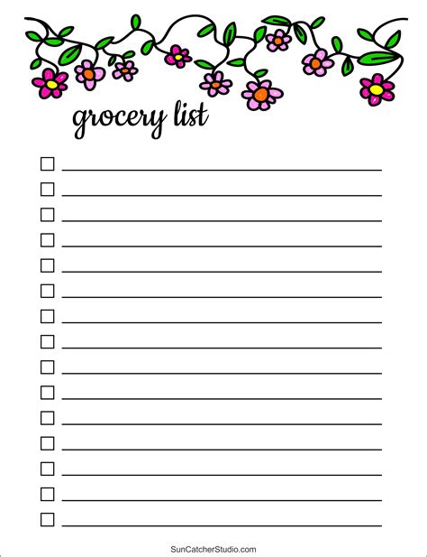 Grocery List Blank Printable Prntbl Concejomunicipaldechinu Gov Co
