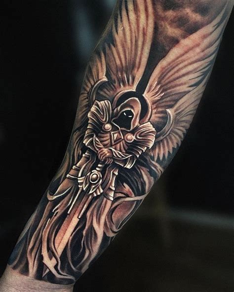 Guardian Angel Tattoos For Men Forearm 35 Angel Tattoo Designs That