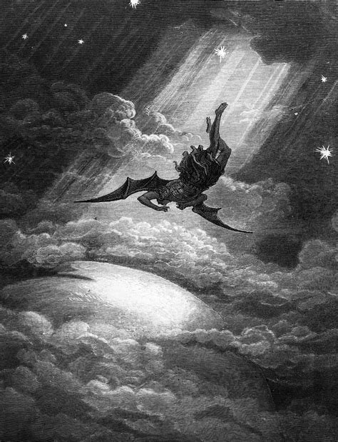 Gustave Dor Engraving Satan The Fallen Angel Is Flung From Heaven