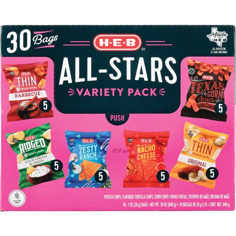 H E B All Stars Variety Pack Chips 1 Oz Bags 30 Ct Joe V S Smart Shop Low Prices Quality Groceries