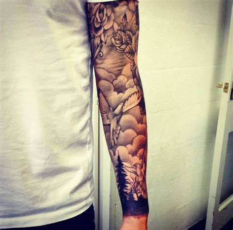 Half Sleeve Tattoos Clouds Design
