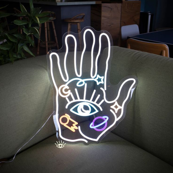 Hand Eye Neon Sign Hand Led Art Hand Neon Sign Spiritual Neon Sign