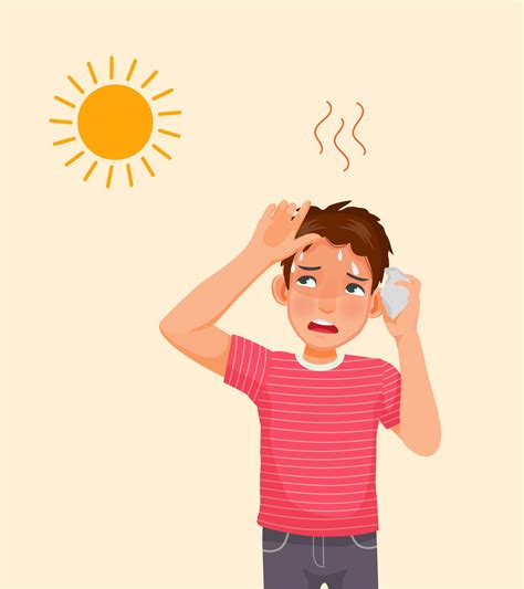 Handsome Young Man Suffering From Heat Wave Stoke In Very Hot Weather