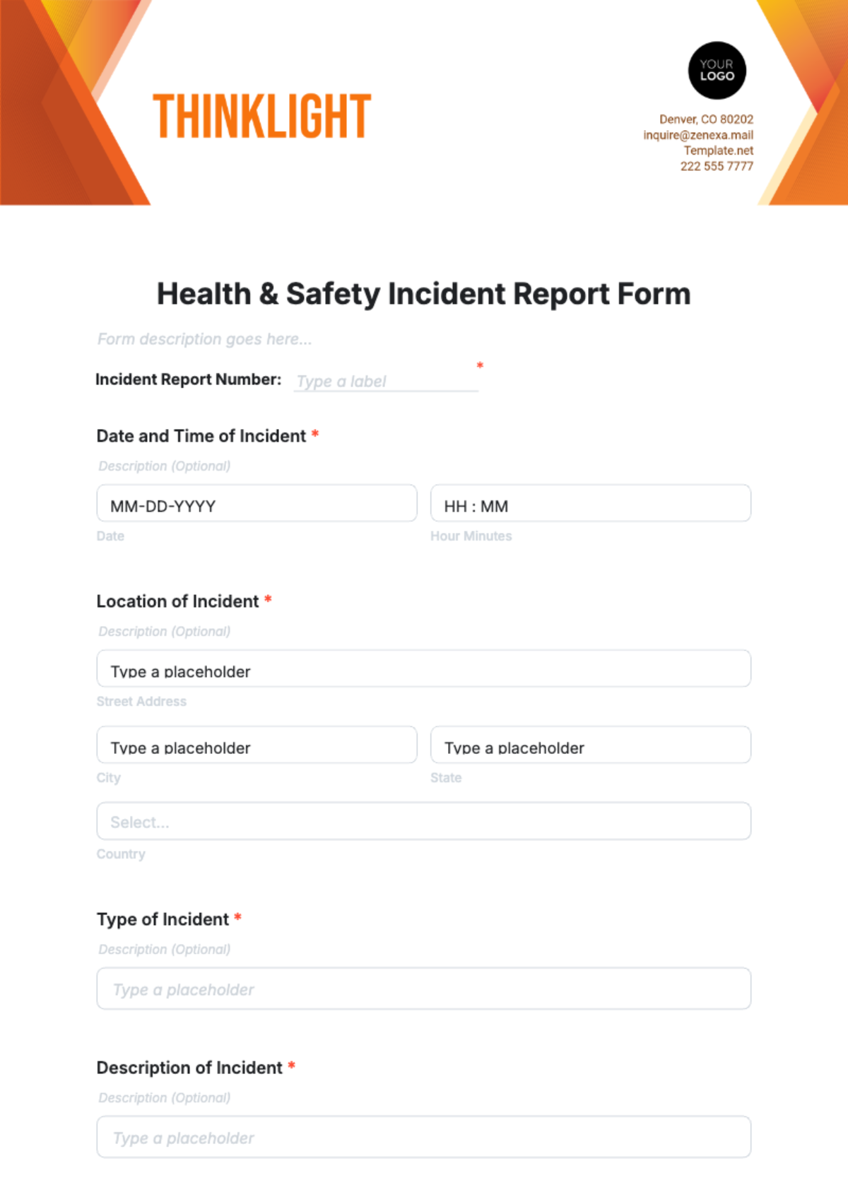 Health And Safety Incident Report Form Template Atlanticcityaquarium Com