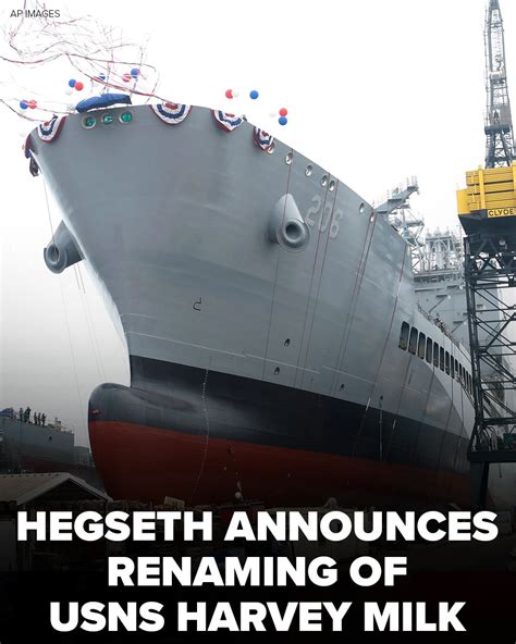 Hegseth Announces Usns Harvey Milk Is Being Renamed Usns Oscar V Peterson Abc News