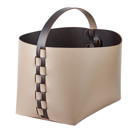 Helena Small Cappuccino And Chocolate Leather Basket Adj Style Artemest