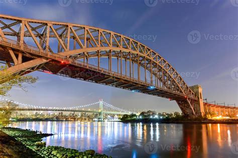 Hell Gate And Triboro Bridge By Night In Astoria Queens New York Hell Gate And Triboro Bridge By Night In Astoria Queens New York