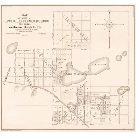 Historic City Map Zellwood Florida Rehrer 1884 Vintage Wall Art Historic City Map Zellwood Florida Rehrer 1884 Vintage Wall Art