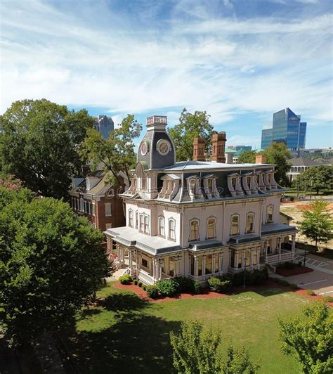 Historic Homes Along Blount Street And View Of Downtown Raleigh Nc