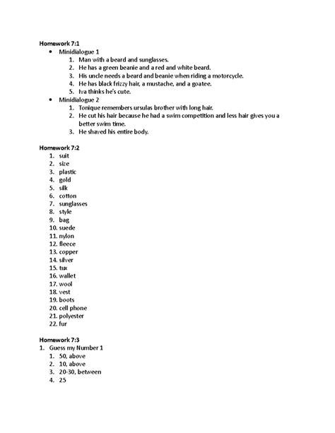 Homework 7 Answers Homework 7 Answers