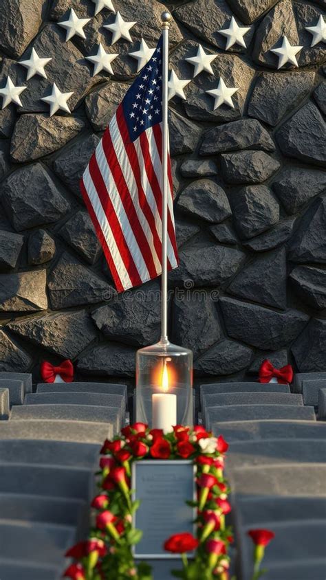 Honoring The Fallen Heroes Of The United States With An American Flag
