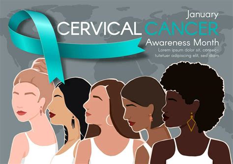 Horizontal Banner For Cervical Cancer Awareness Month Diverse Women