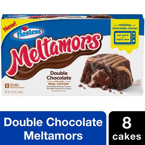 Hostess Meltamors Mini Lava Cakes Double Chocolate Flavored 8 Count