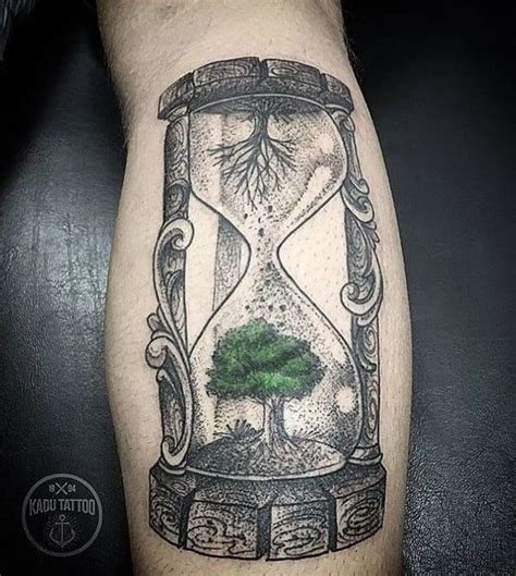 Hourglass Tattoo Design With Tree Elements Hourglass Tattoo Design With Tree Elements