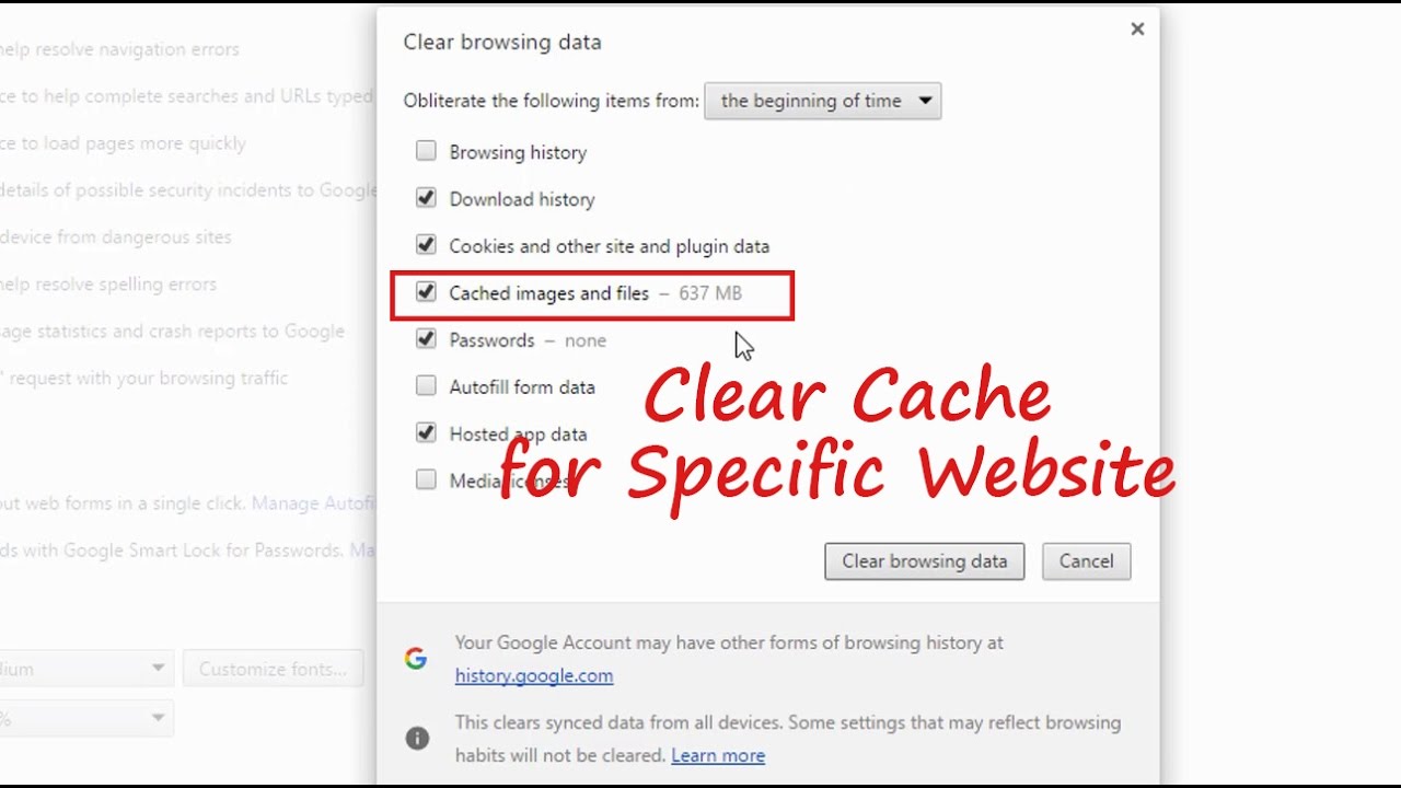 How To Clear Cache In Google Chrome On Windows 10 Youtube