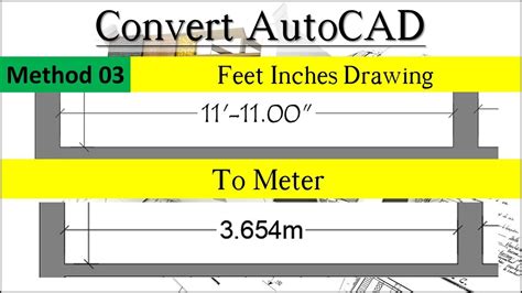 How To Convert Autocad Feet Inches Drawing To Meter Using Scale Command