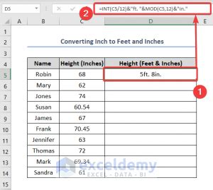 How To Convert Inches To Feet And Inches In Excel 5 Handy Methods