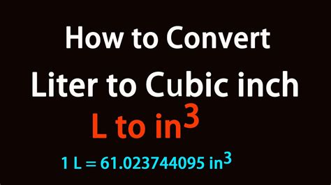 How To Convert Liter To Cubic Inch Youtube