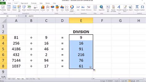 How To Divide In Excel