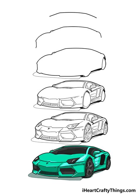 How To Draw Lamborghini Aventador Step By Step For Beginners Draw A Lamborghini Car With A Pencil