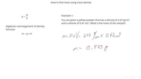 How To Find Mass Using Mass Density Chemistry Study Com
