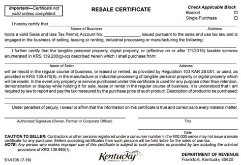 How To Get A Kentucky Resale Certificate Startup 101
