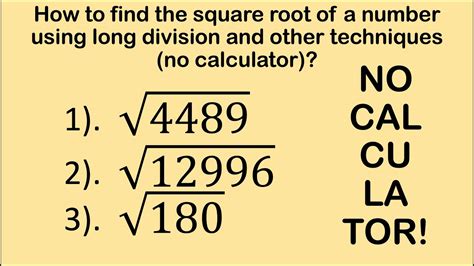 How To Manually Compute Square Root Of A Large Number No Calculator