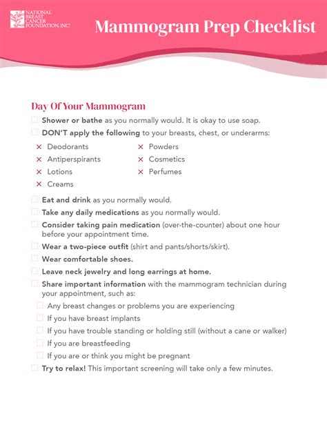 How To Prepare For A Mammogram National Breast Cancer Foundation How To Prepare For A Mammogram National Breast Cancer Foundation