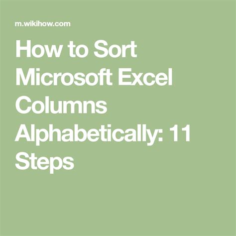 How To Sort Microsoft Excel Columns Alphabetically 11 Steps