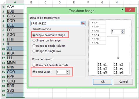 How To Transpose Every 5 Or N Rows From One Column To Multiple Columns