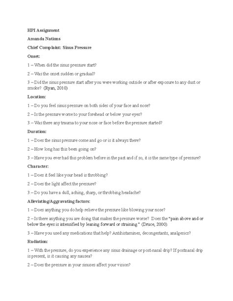 Hpi Hpi Examples Hpi Assignment Amanda Nations Chief Complaint