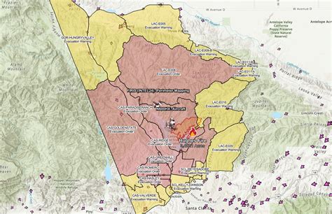 Hughes Fire Wildfire Map Los Angeles County California Disaster Zones