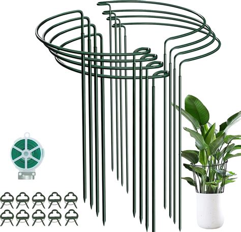 Humbgo Metal Plant Supports For Garden 8 Pack 25 40Cm Half Round