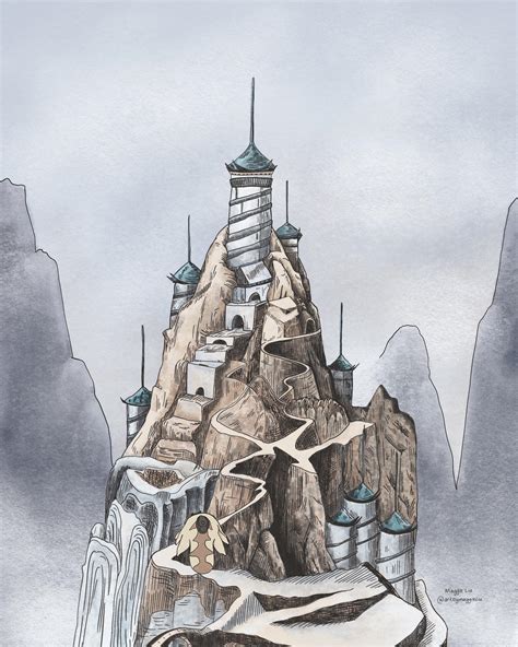 I Drew The Southern Air Temple From Atla In Procreate Had Lots Of Fun Experimenting With Digital Ink And Charcoal Textures R Procreate