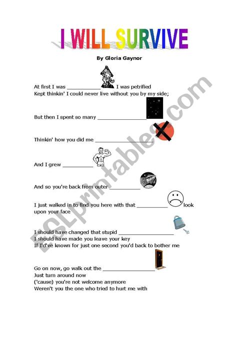 I Will Survive Song Esl Worksheet By Julyeta