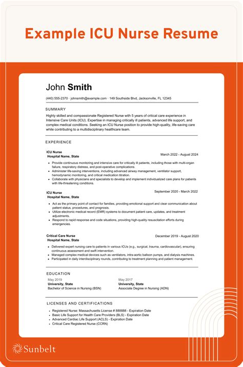 Icu Nurse Resume Guide Sunbelt Staffing Icu Nurse Resume Guide Sunbelt Staffing