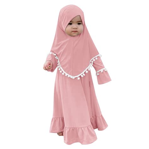 Idopip 2Pcs Muslim Abaya Dress For Baby Girls Arabic Dubai Modest Dress With Full Cover Hijab Walmart Business Supplies
