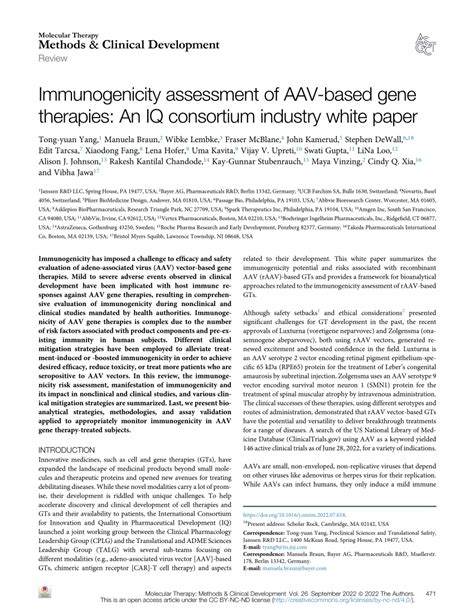 Immunogenicity Assessment Of Aav Based Gene Therapies An Iq Consortium Industry White Paper Sciencedirect Immunogenicity Assessment Of Aav Based Gene Therapies An Iq Consortium Industry White Paper Sciencedirect