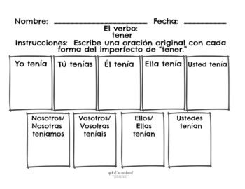 Imperfect Tense Forms Of Tener Worksheet By Up And At Em Enrichment Imperfect Tense Forms Of Tener Worksheet By Up And At Em Enrichment