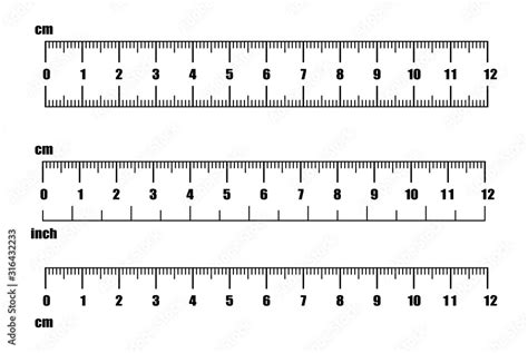 Inch And Metric Rulers Centimeters And Inches Measuring Scale Cm