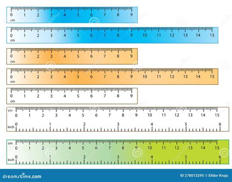 Inch And Metric Rulers Set Centimeters And Inches Measuring Scale Cm