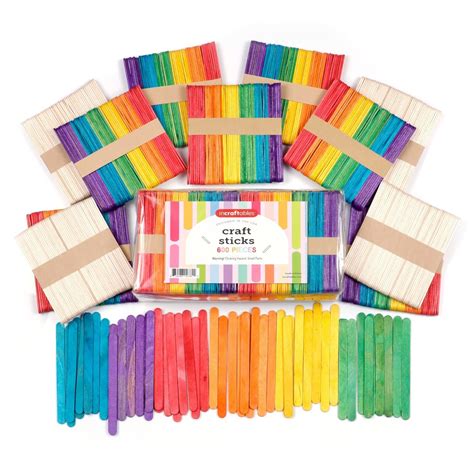 Incraftables Colored Popsicle Sticks For Crafts 600Pcs 7 Colors Incraftables Colored Popsicle Sticks For Crafts 600Pcs 7 Colors