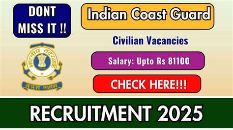 Indian Coast Guard Civilian Recruitment 2025 Apply Offline For 14 Posts