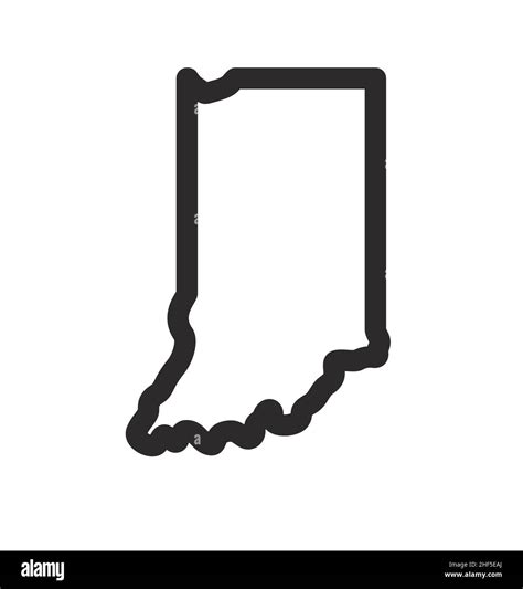 Indiana In State Shape Outline Silhouette Simplified Vector Isolated On