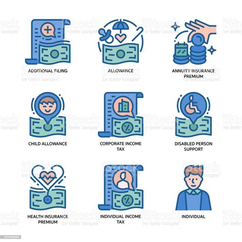 Individual Income Tax Icon Set Stock Illustration Download Image Now