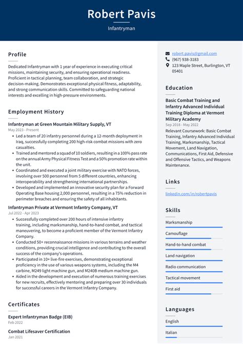 Infantry Resume Examples And Tips Zippia